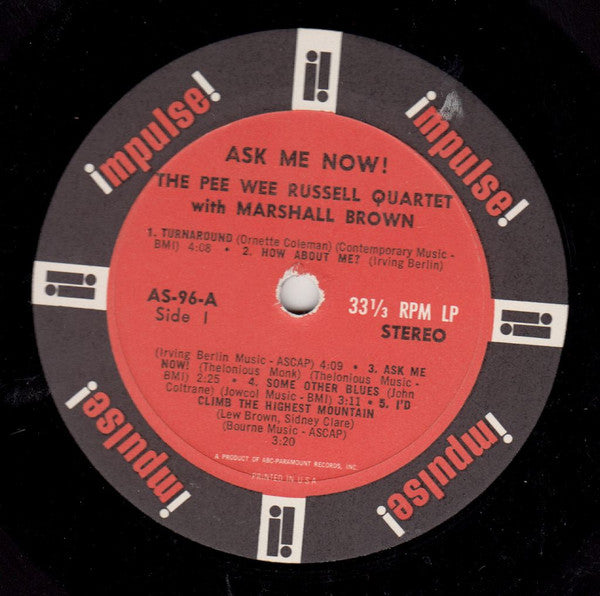 The Pee Wee Russell Quartet with Marshall Brown ~ Ask Me Now! (Vinyl) - Djungel & Jazz