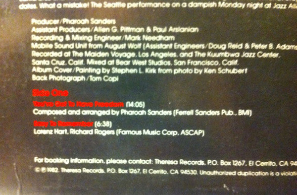 Pharoah Sanders : Live... (LP, Red)