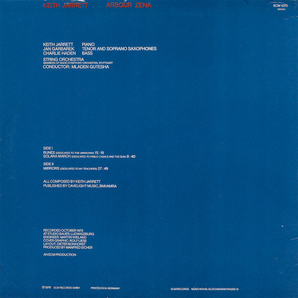 Keith Jarrett ~ Arbour Zena (Vinyl) - Djungel & Jazz