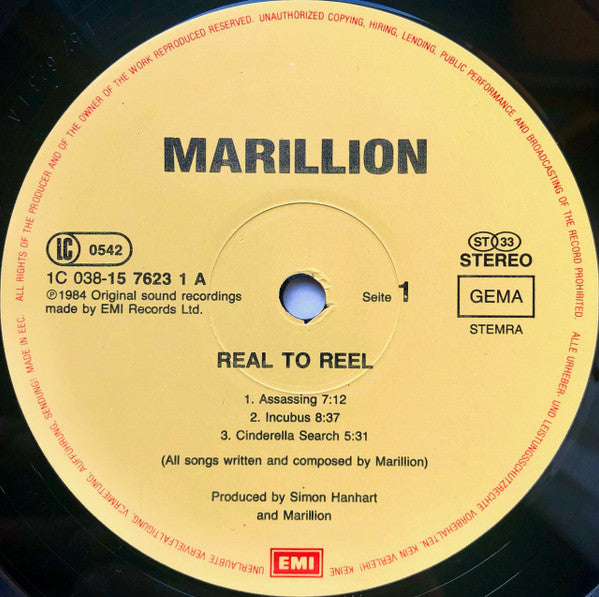 Marillion ~ Real To Reel (Vinyl) - Djungel & Jazz