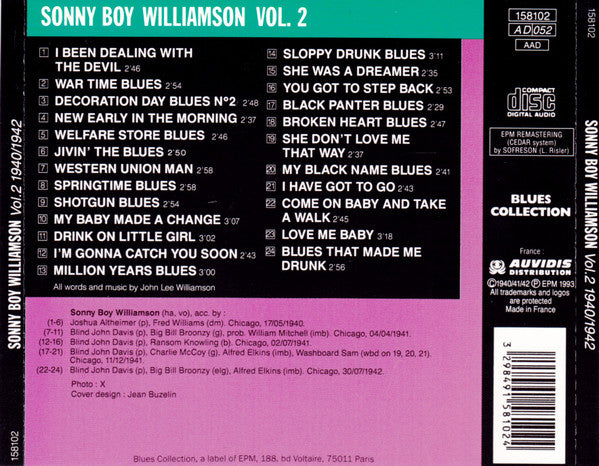 Sonny Boy Williamson ~ Vol.2 1940-1942 (Vinyl) - Djungel & Jazz