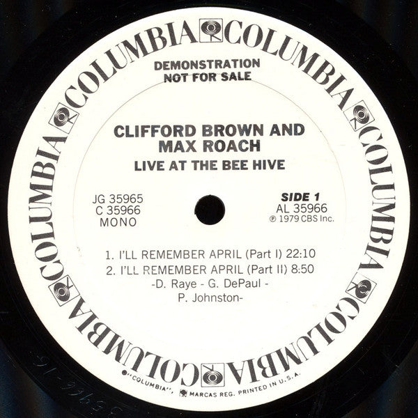 Clifford Brown - Max Roach ~ Live At The Bee Hive (Vinyl) - Djungel & Jazz