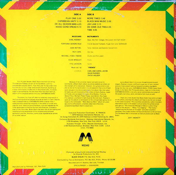 Black Stalin : To The Caribbean Man (LP, Album, Red)