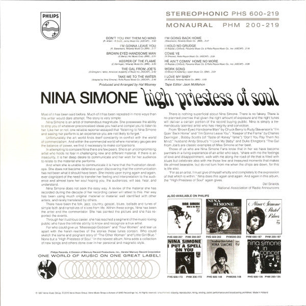 Nina Simone ~ High Priestess Of Soul (Vinyl) - Djungel & Jazz
