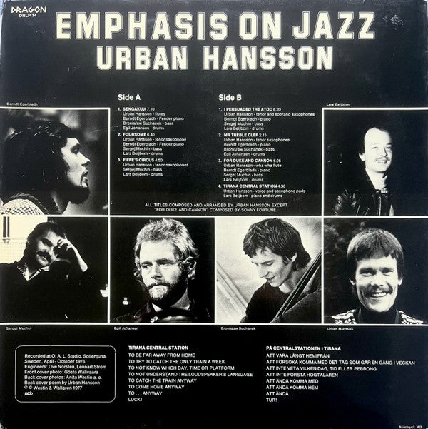Urban Hansson ~ Emphasis On Jazz (Vinyl) - Djungel & Jazz