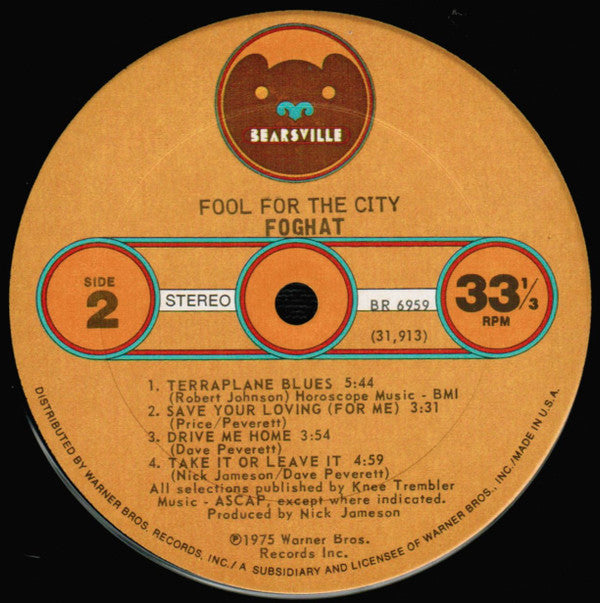 Foghat ~ Fool For The City (Vinyl) - Djungel & Jazz