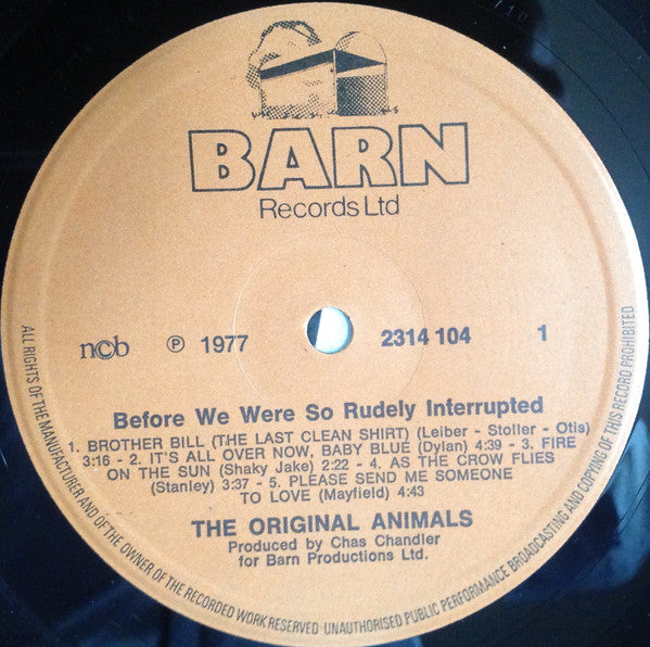 The Original Animals ~ Before We Were So Rudely Interrupted (Vinyl) - Djungel & Jazz