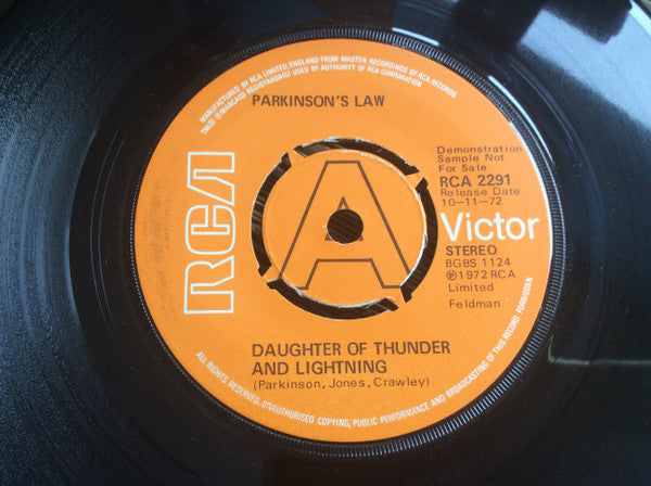Parkinson's Law : Daughter Of Thunder And Lightning (7", Promo)