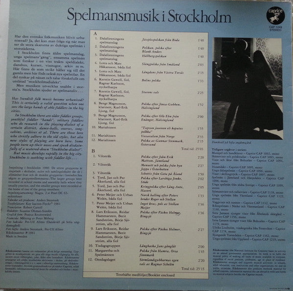 Various ~ Spelmansmusik I Stockholm (Vinyl) - Djungel & Jazz
