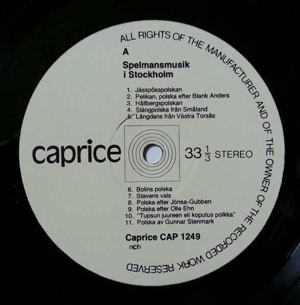 Various ~ Spelmansmusik I Stockholm (Vinyl) - Djungel & Jazz