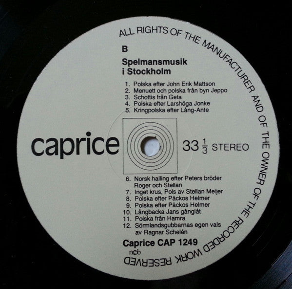 Various ~ Spelmansmusik I Stockholm (Vinyl) - Djungel & Jazz