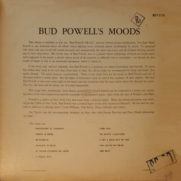 Bud Powell ~ Bud Powells Moods (Vinyl) - Djungel & Jazz