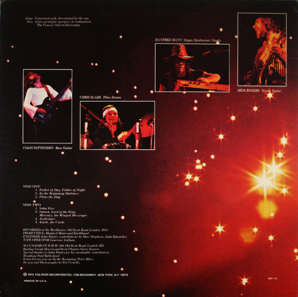 Manfred Mann's Earth Band ~ Solar Fire (Vinyl) - Djungel & Jazz