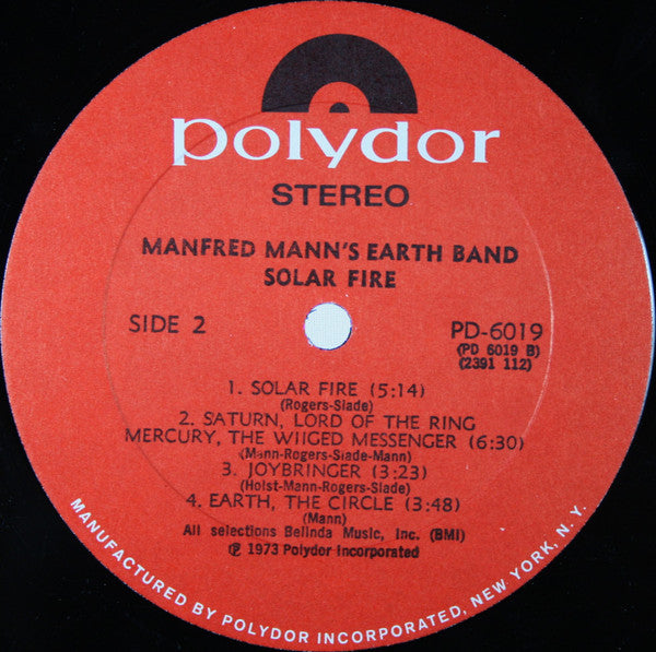 Manfred Mann's Earth Band ~ Solar Fire (Vinyl) - Djungel & Jazz