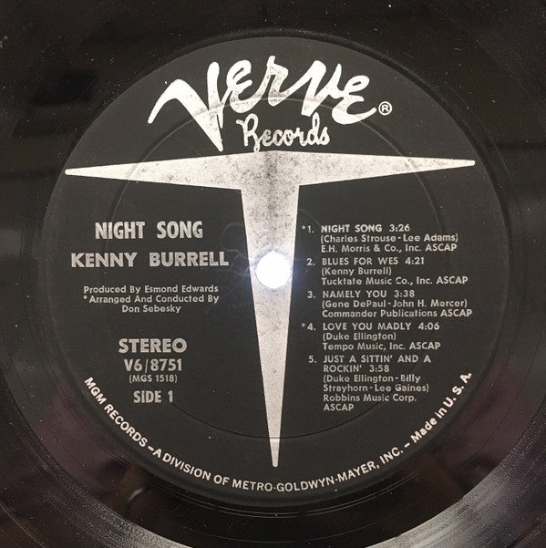 Kenny Burrell ~ Night Song (Vinyl) - Djungel & Jazz