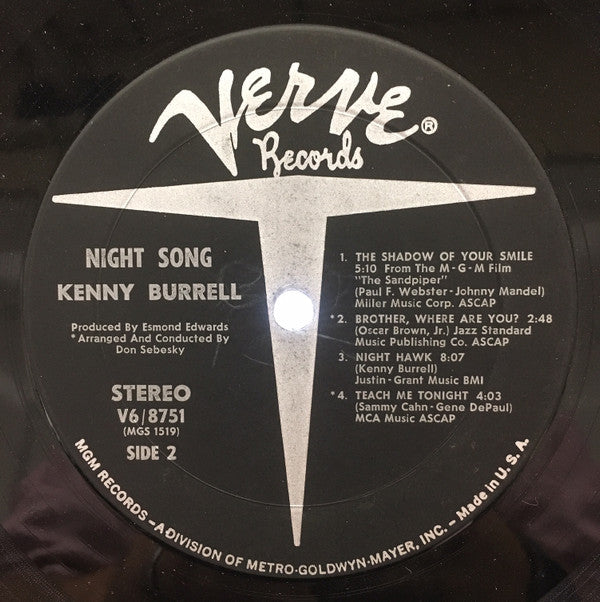 Kenny Burrell ~ Night Song (Vinyl) - Djungel & Jazz