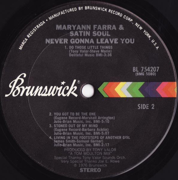 Maryann Farra & Satin Soul : Never Gonna Leave You (LP, Album)