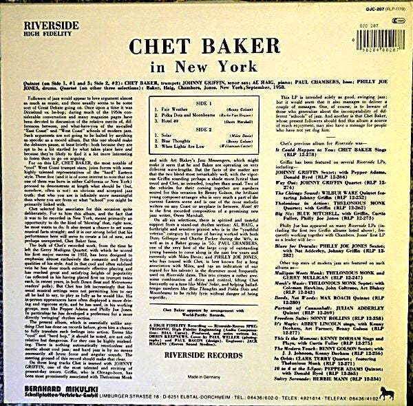 Chet Baker ~ In New York (Vinyl) - Djungel & Jazz