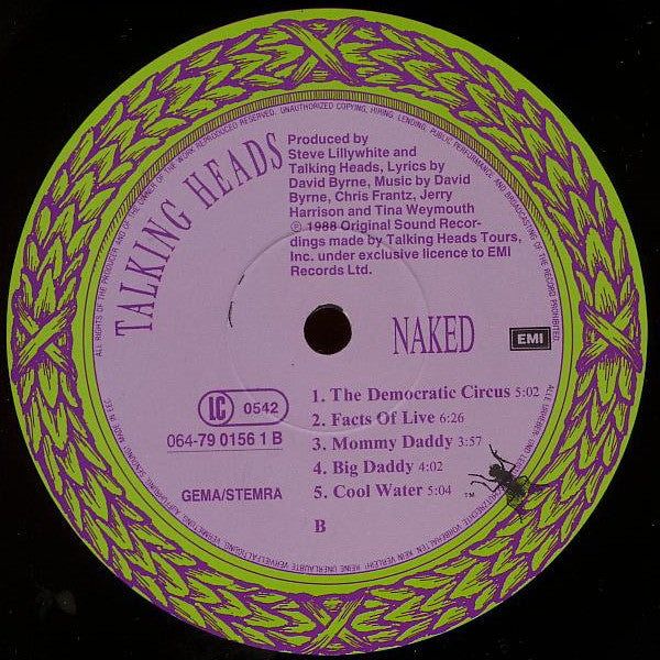 Talking Heads : Naked (LP, Album)