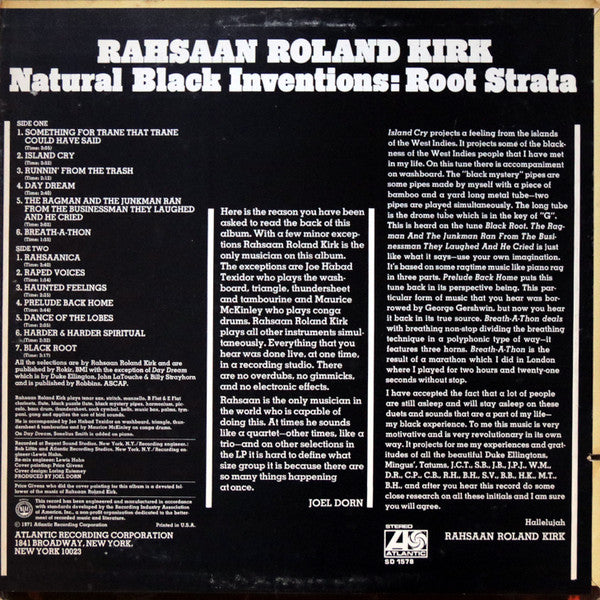Roland Kirk ~ Natural Black Inventions: Root Strata (Vinyl) - Djungel & Jazz