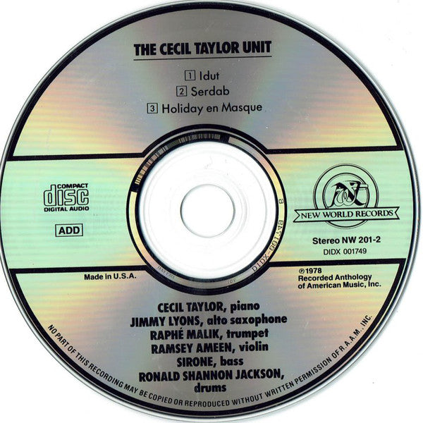 Cecil Taylor ~ The Cecil Taylor Unit (Vinyl) - Djungel & Jazz