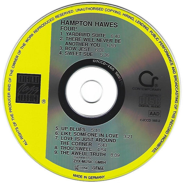 Hampton Hawes !!!! With Barney Kessel, Shelly Manne & Red Mitchell ~ Four! (Vinyl) - Djungel & Jazz