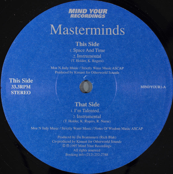 Masterminds : Space And Time / I'm Talented... (12")