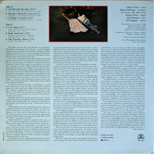 Lilian Terry With Dizzy Gillespie ~ Oo-Shoo-Be-Doo-Be ...Oo, Oo ...Oo, Oo (Vinyl) - Djungel & Jazz