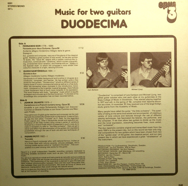 Duodecima ~ Music For Two Guitars (Vinyl) - Djungel & Jazz