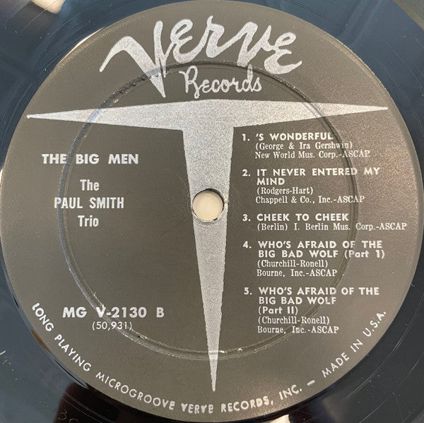 The Paul Smith Trio : The Big Men (LP, Album, Mono)