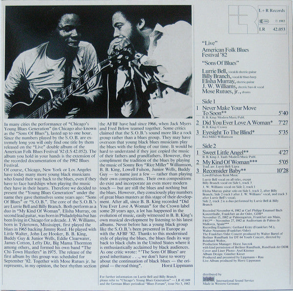 Sons Of Blues ~ Blues Live '82 - American Folk Blues Festival (Vinyl) - Djungel & Jazz
