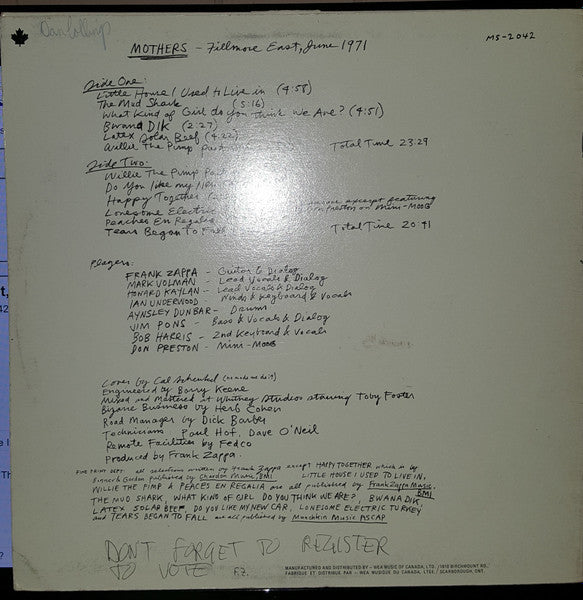 The Mothers ~ Fillmore East, June 1971 (Vinyl) - Djungel & Jazz