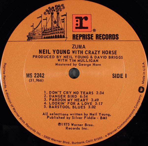 Neil Young With Crazy Horse : Zuma (LP, Album, Pit)