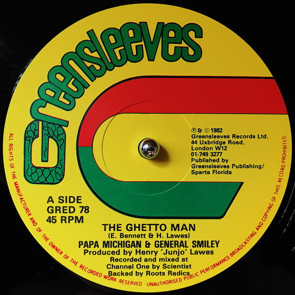 Papa Michigan & General Smiley / Barrington Levy ~ The Ghetto Man / Come On (Vinyl) - Djungel & Jazz
