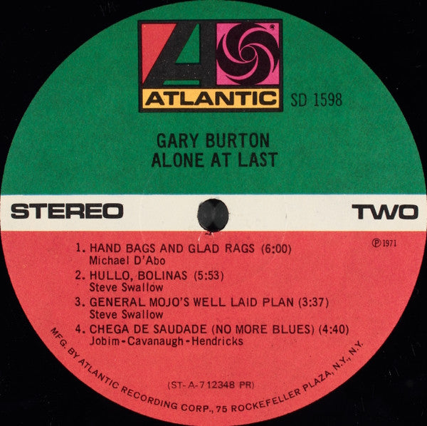 Gary Burton ~ Alone At Last (Vinyl) - Djungel & Jazz