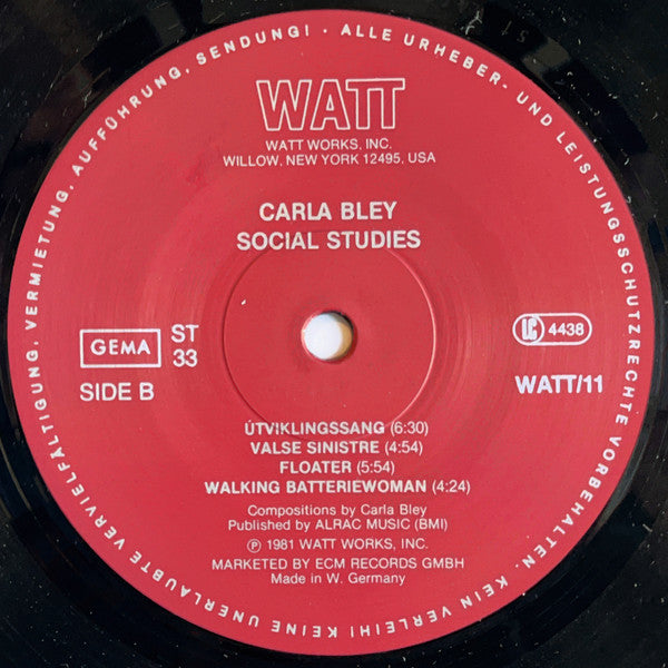 Carla Bley ~ Social Studies (Vinyl) - Djungel & Jazz