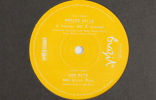Marcos Valle / Don Beto ~ A Paraiba Não É Chicago / Não Quero Mais (Vinyl) - Djungel & Jazz