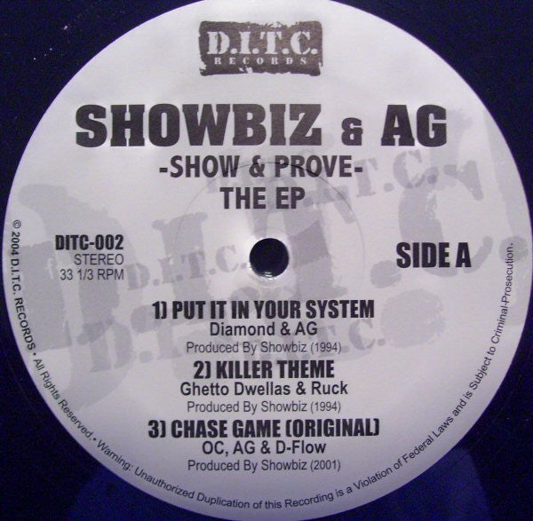 Showbiz & A.G. : Show & Prove (12", EP)