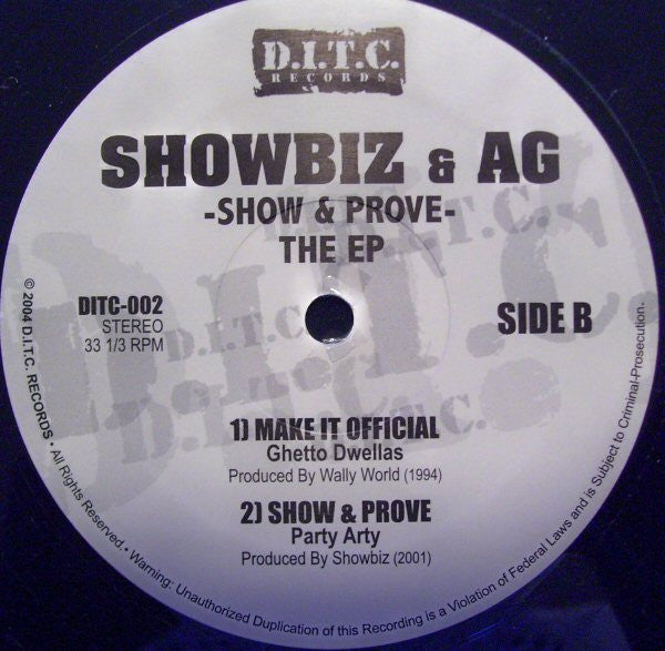 Showbiz & A.G. : Show & Prove (12", EP)