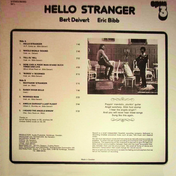 Eric Bibb, Bert Deivert ~ Hello Stranger (Vinyl) - Djungel & Jazz
