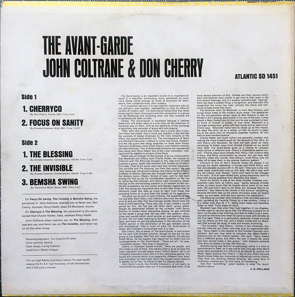 John Coltrane & Don Cherry ~ The Avant-Garde (Vinyl) - Djungel & Jazz
