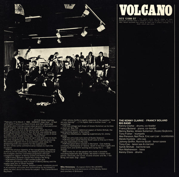 Kenny Clarke Francy Boland And The Band* : Live At Ronnie's ; Album 1 ; Volcano (LP, Album, Gat)