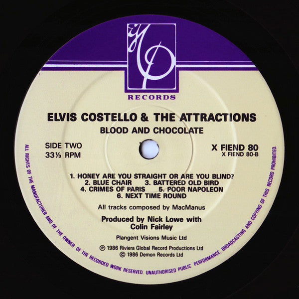 Elvis Costello & The Attractions ~ Blood & Chocolate (Vinyl) - Djungel & Jazz