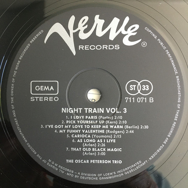 The Oscar Peterson Trio : Night Train Vol.3 (LP, Comp)
