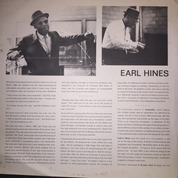 Earl Hines ~ Spontaneous Explorations (Vinyl) - Djungel & Jazz