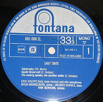 Eric Dolphy ~ Last Date (Vinyl) - Djungel & Jazz