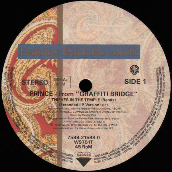 Prince ~ Thieves In The Temple (Remix) (Vinyl) - Djungel & Jazz