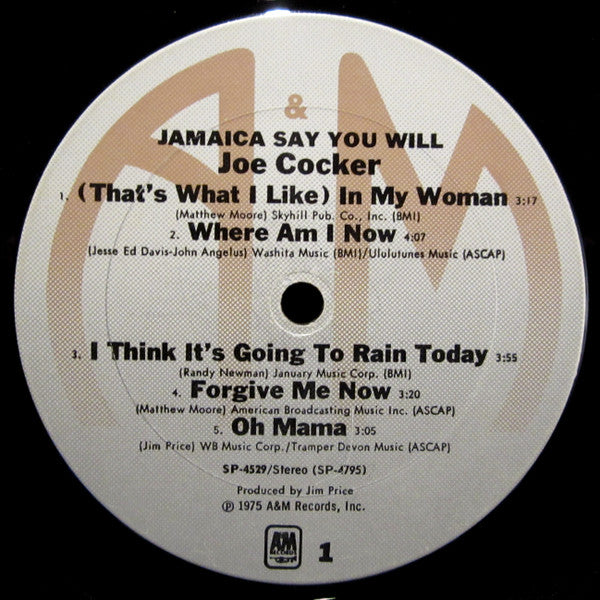 Joe Cocker ~ Jamaica Say You Will (Vinyl) - Djungel & Jazz