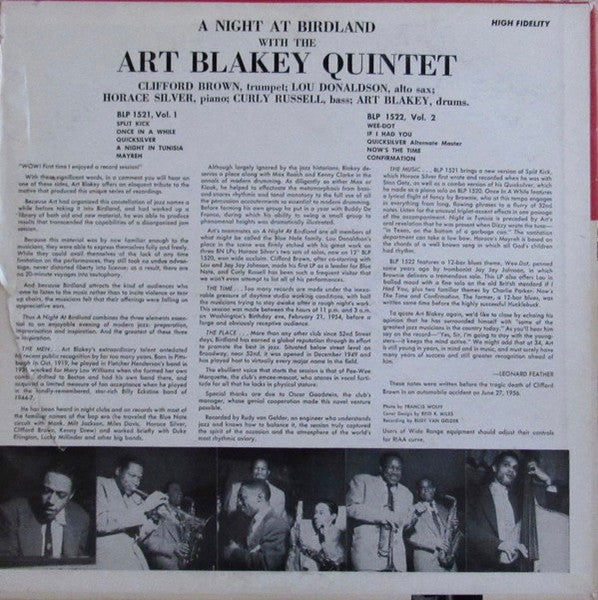 Art Blakey Quintet ~ A Night At Birdland, Volume 2 (Vinyl) - Djungel & Jazz
