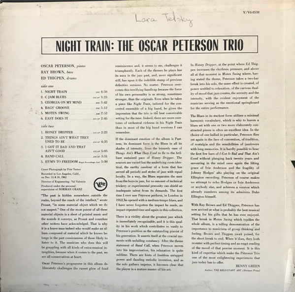 The Oscar Peterson Trio ~ Night Train (Vinyl) - Djungel & Jazz